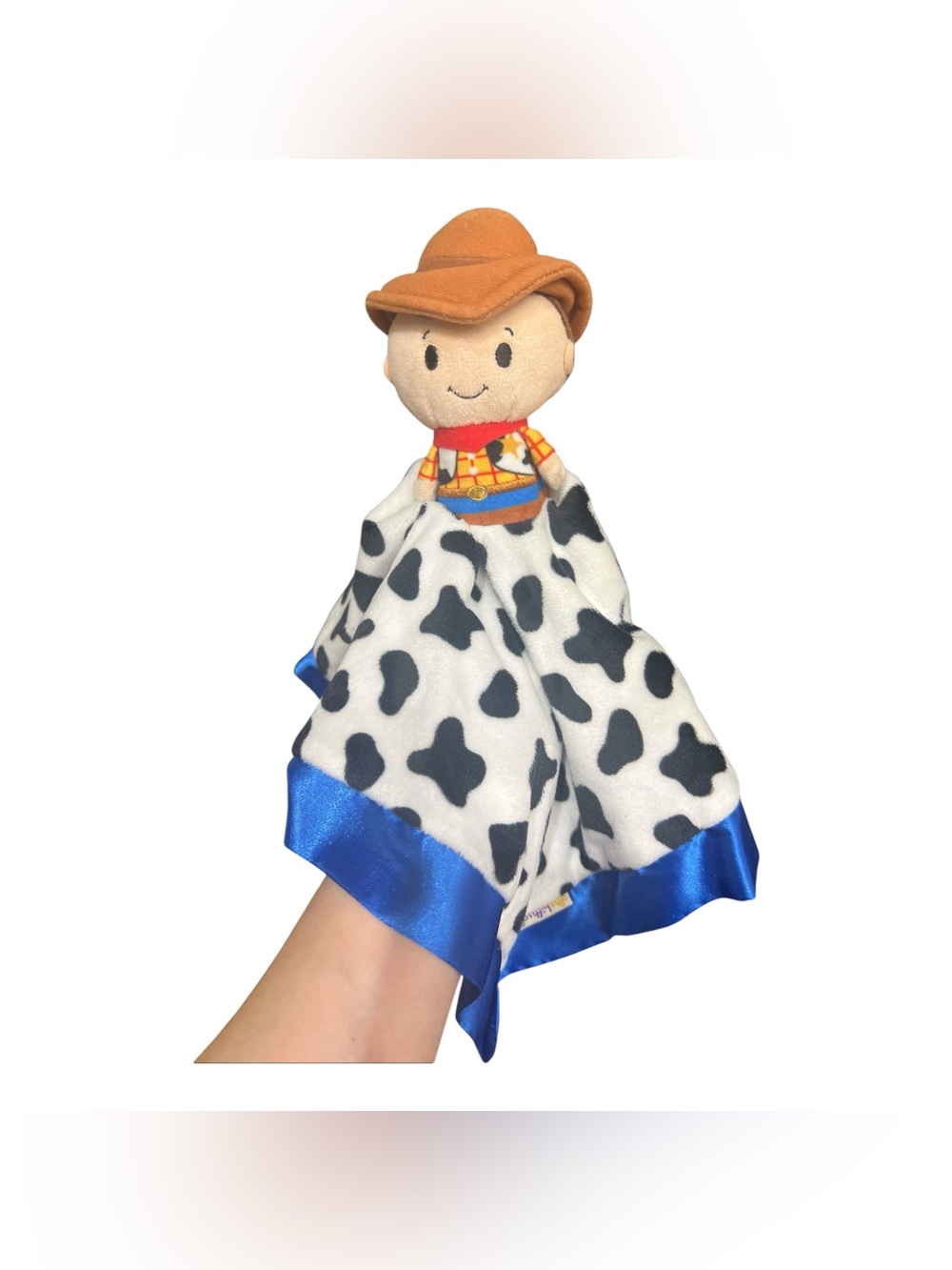 Hallmark Itty Bitty Toy Story Lovey with Blue Satin Trim and Cow-Print Blanket